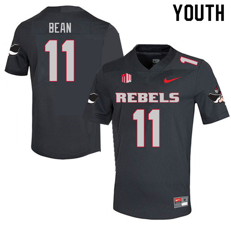 Youth #11 Noah Bean UNLV Rebels College Football Jerseys Sale-Charcoal